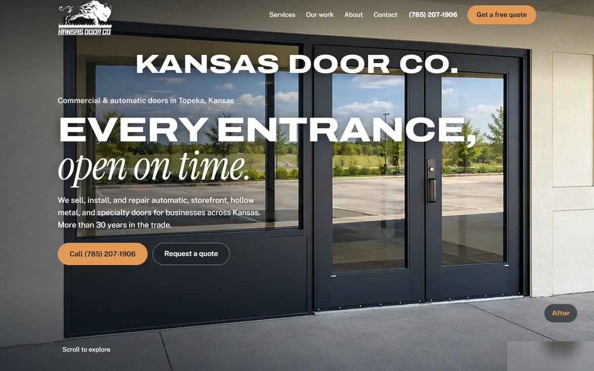 Homepage of Kansas Door Co.